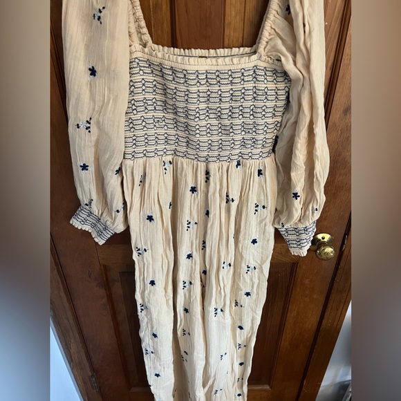 Free People embroidered detail boho crinkle jumpsuit in ecru - Picture 8 of 8